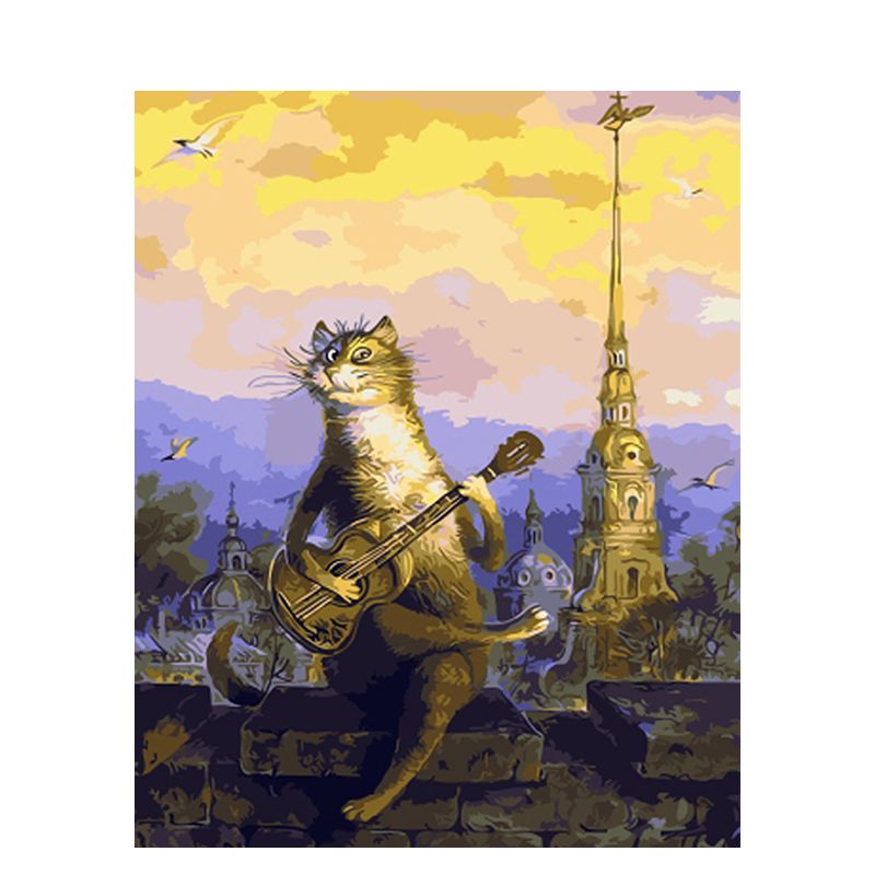 Katze mit Gitarre