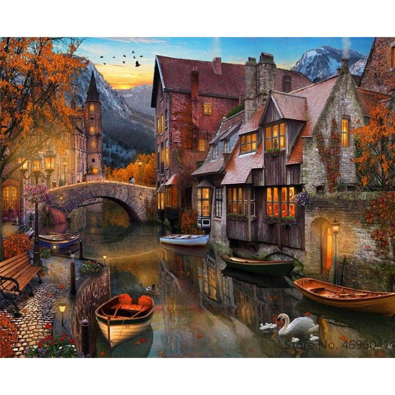 Bergdorf mit Fluss