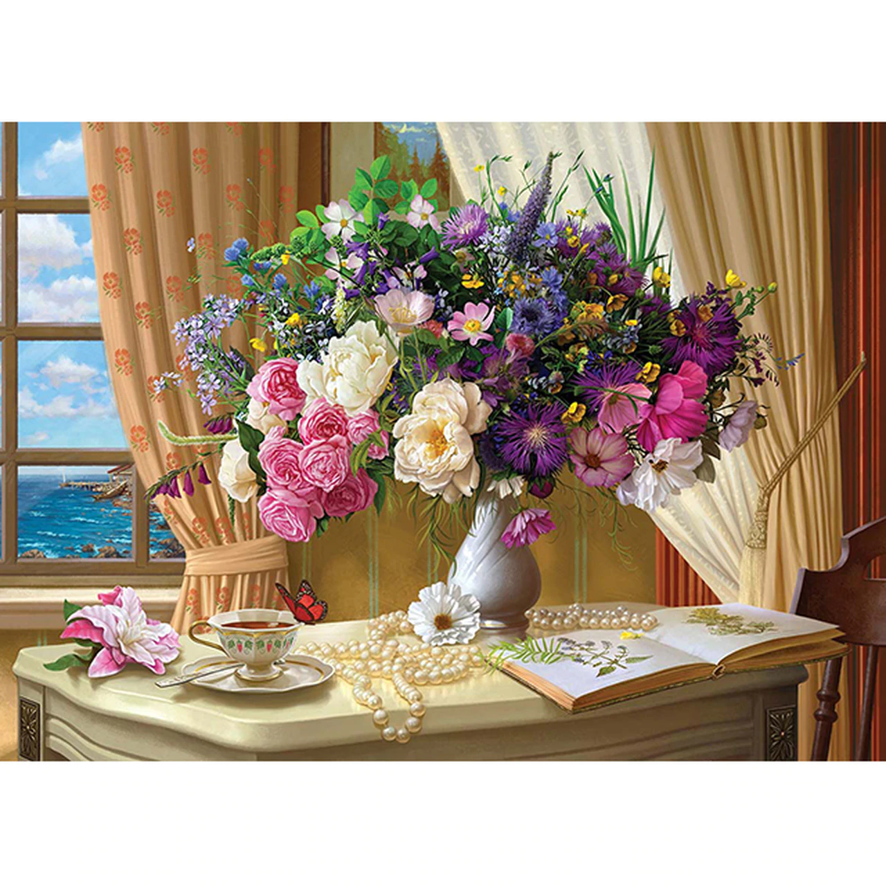 Blumenstrauss vor dem Fenster