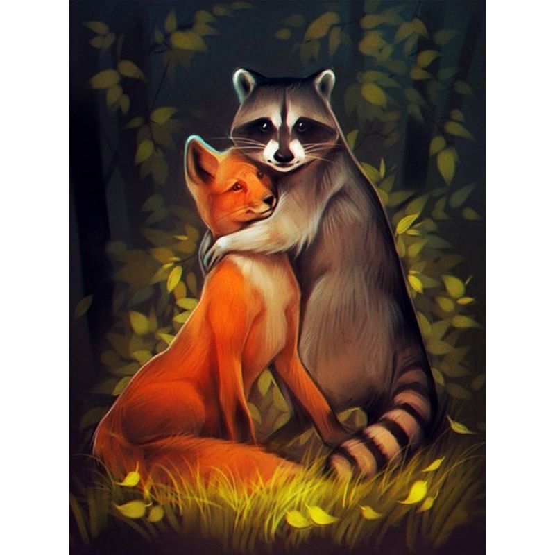 Waschbär mit Fuchs