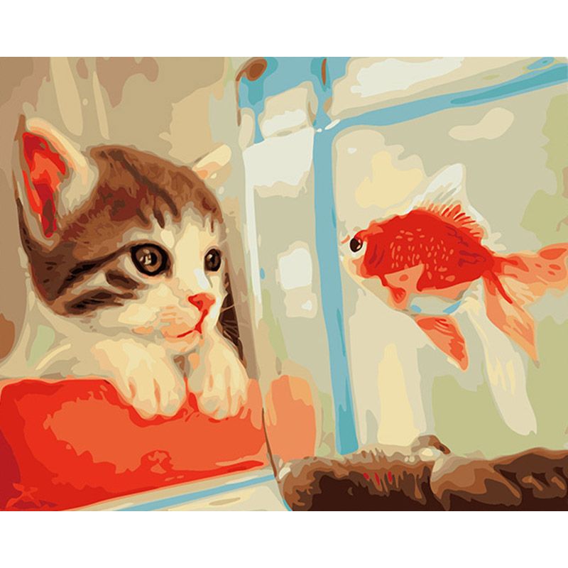 Katze mit Goldfisch