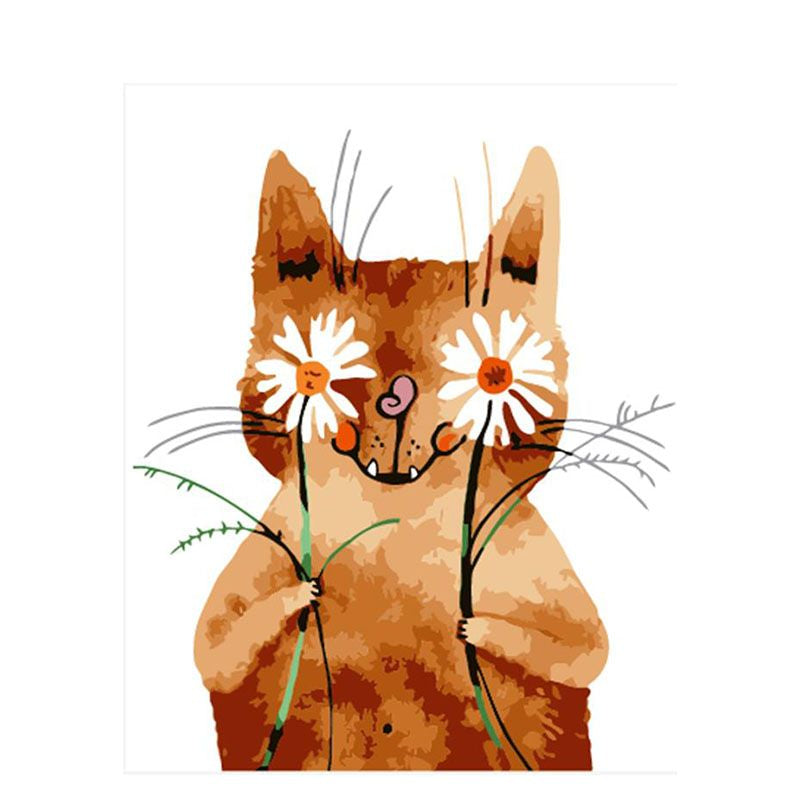 Katze mit Blumen