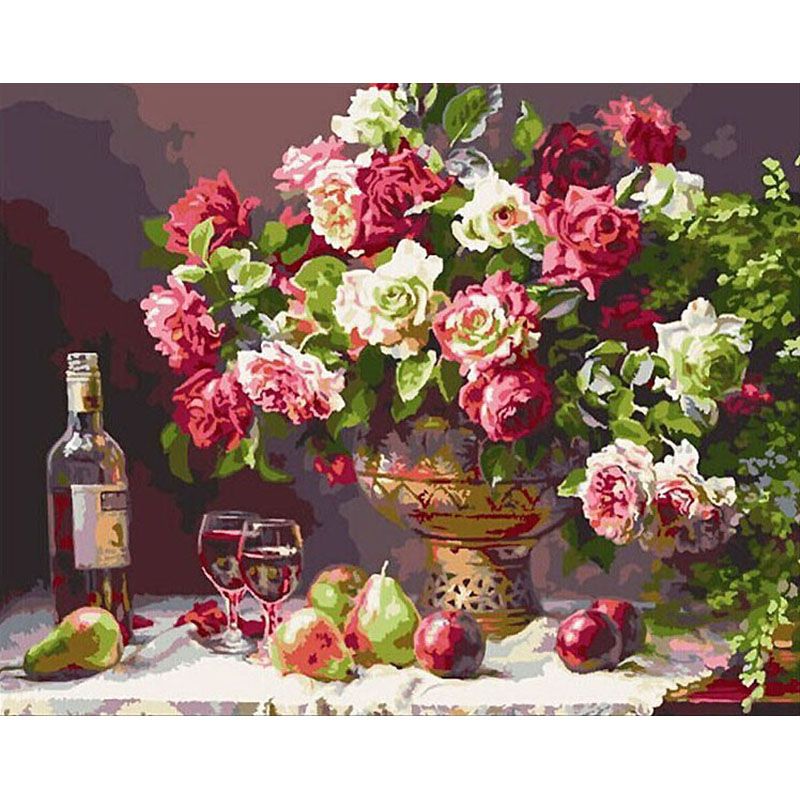 Blumen mit Wein