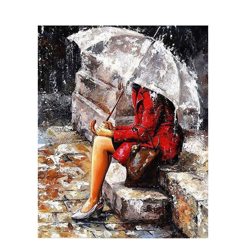 Frau mit Regenschirm