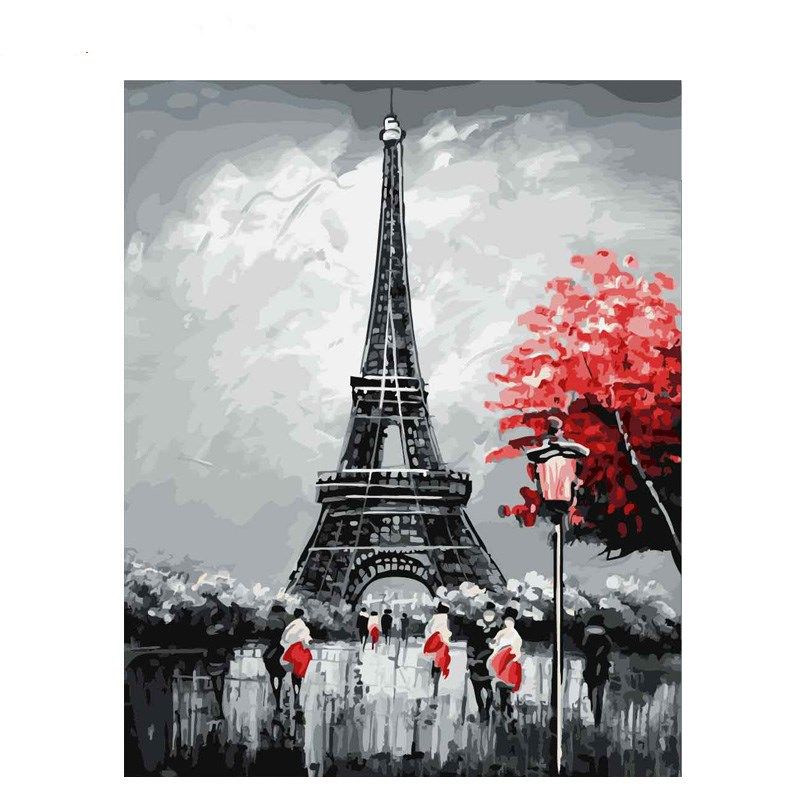 Eiffelturm mit rotem Baum
