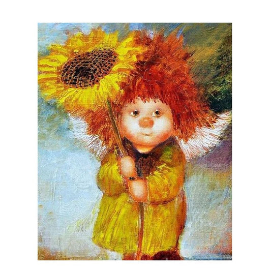 Pumuckl mit Sonnenblume