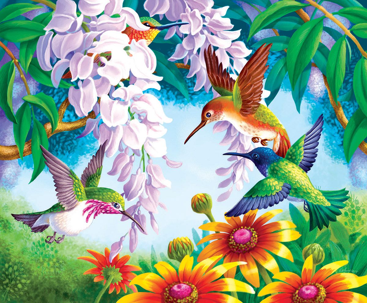 Kolibris mit Blumen