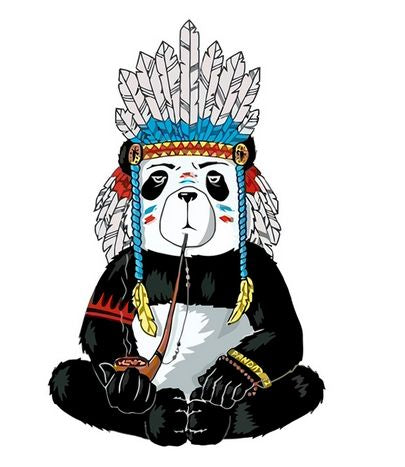 Pandabär als Indianer