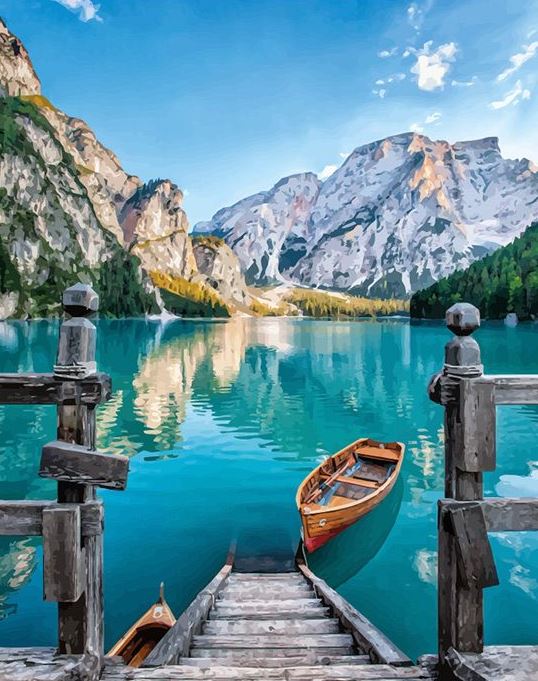 Gletschersee / Bergsee mit Boot