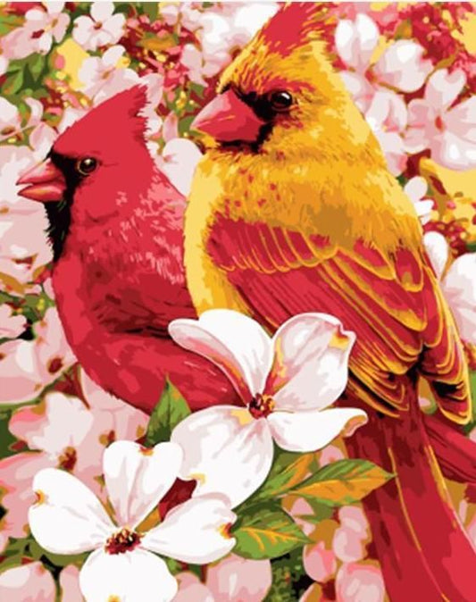 Vögel mit Blumen