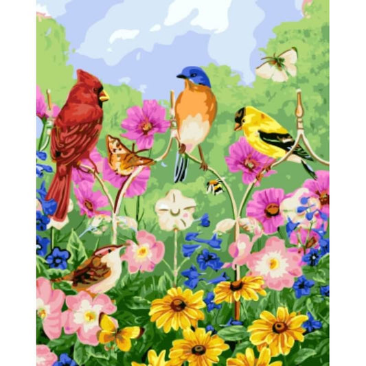 Vögel mit Blumen