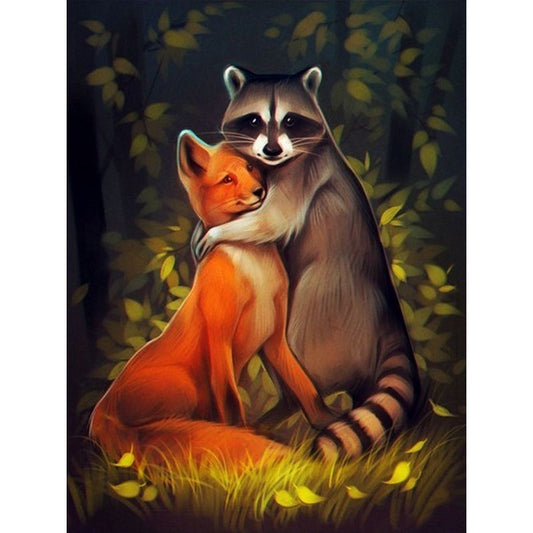 Waschbär mit Fuchs
