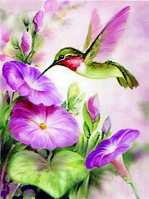 Kolibri mit Blumen